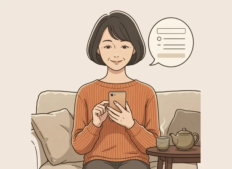 ご自宅でスマートフォンからフォームに入力する女性