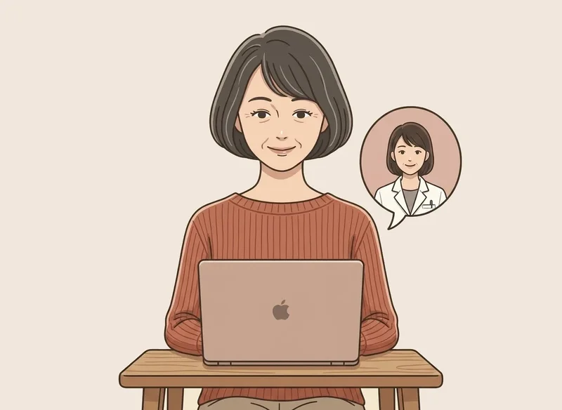 数週間後にふたたび薬剤師とビデオ通話で様子を伝える女性